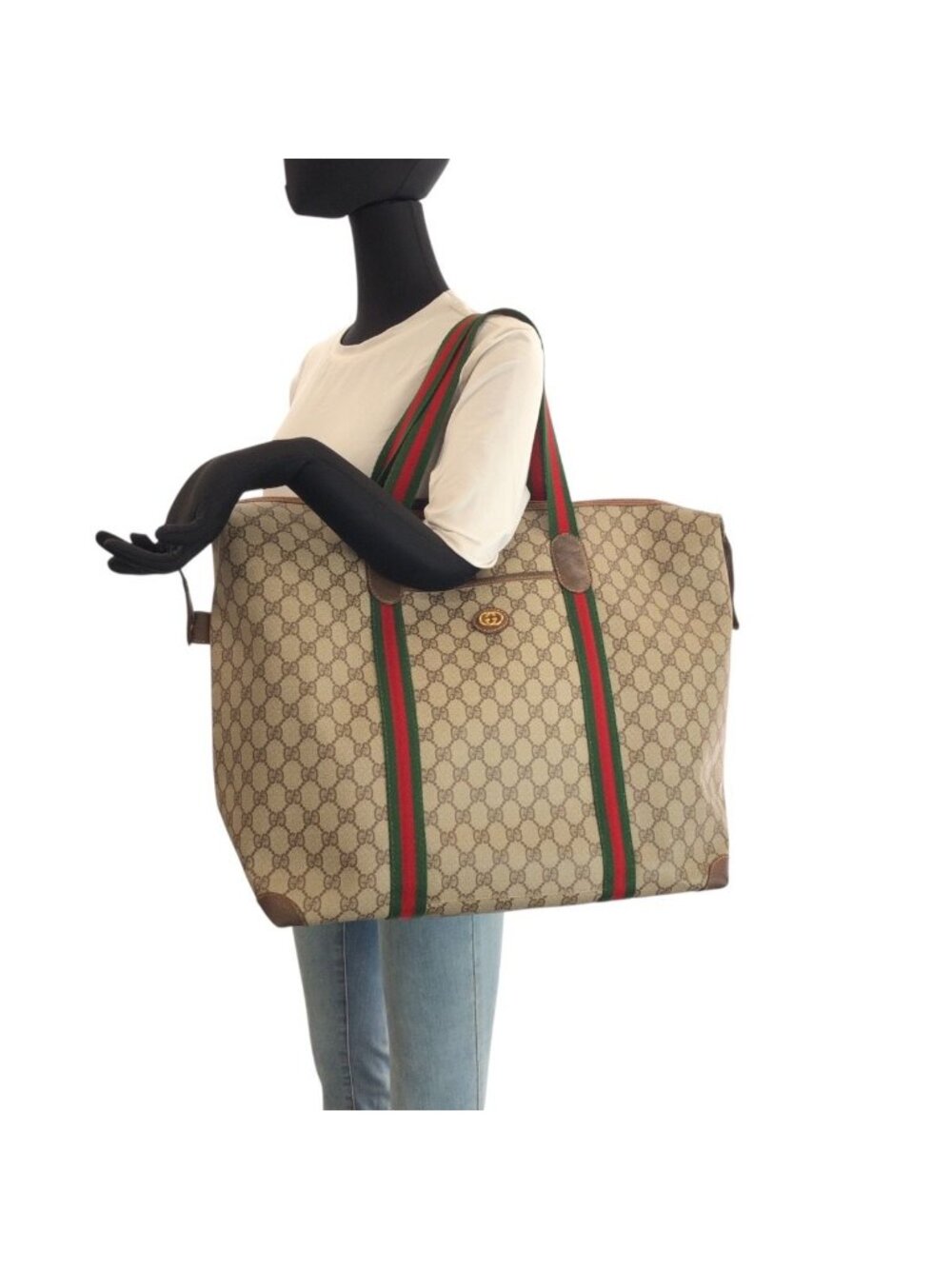 Gucci Vintage Sherry Line Beige Brown Gold GG Supreme Canvas Leather 012 39 - Picture 7 of 9